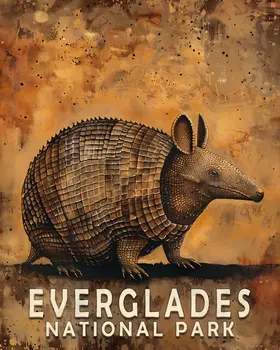 Armadillo - Everglades Souvenir Home Decor Wall Art Prints – 8″x10″ Artwork – 11″x14″ Matte