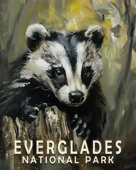 Badger - Everglades Souvenir Home Decor Wall Art Prints – 8″x10″ Artwork – 11″x14″ Matte