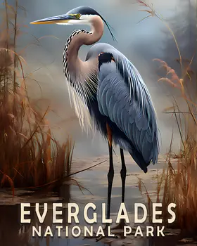 Great Blue Heron - Everglades Souvenir Home Decor Wall Art Prints – 8″x10″ Artwork – 11″x14″ Matte