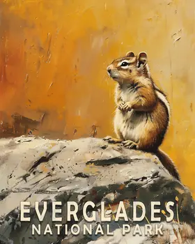 Chipmunk - Everglades Souvenir Home Decor Wall Art Prints – 8″x10″ Artwork – 11″x14″ Matte