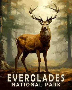 Buck Deer - Everglades Souvenir Home Decor Wall Art Prints – 8″x10″ Artwork – 11″x14″ Matte