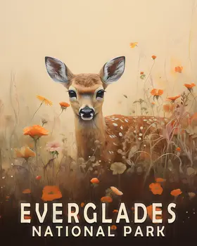 Deer Fawn - Everglades Souvenir Home Decor Wall Art Prints – 8″x10″ Artwork – 11″x14″ Matte
