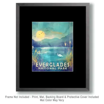 Egret in the Morning Mist - Everglades Souvenir Home Decor Wall Art Prints – 8″x10″ Artwork – 11″x14″ Matte