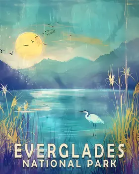 Egret in the Morning Mist - Everglades Souvenir Home Decor Wall Art Prints – 8″x10″ Artwork – 11″x14″ Matte