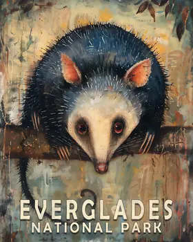Opossum - Everglades Souvenir Home Decor Wall Art Prints – 8″x10″ Artwork – 11″x14″ Matte
