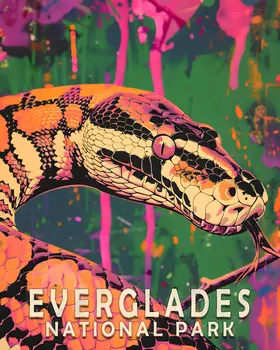 Pop Art Python - Everglades Souvenir Home Decor Wall Art Prints – 8″x10″ Artwork – 11″x14″ Matte