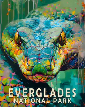 Python - Everglades Souvenir Home Decor Wall Art Prints – 8″x10″ Artwork – 11″x14″ Matte