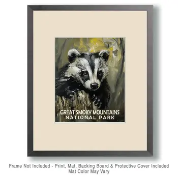 Badger - Smoky Mountains Souvenir Home Decor Wall Art Prints – 8″x10″ Artwork – 11″x14″ Matte