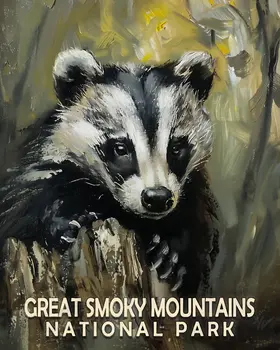 Badger - Smoky Mountains Souvenir Home Decor Wall Art Prints – 8″x10″ Artwork – 11″x14″ Matte