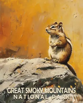 Chipmunk - Smoky Mountains Souvenir Home Decor Wall Art Prints – 8″x10″ Artwork – 11″x14″ Matte