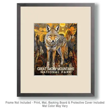 BOHO Coyote - Smoky Mountains Souvenir Home Decor Wall Art Prints – 8″x10″ Artwork – 11″x14″ Matte