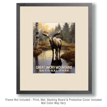 Moose - Smoky Mountains Souvenir Home Decor Wall Art Prints – 8″x10″ Artwork – 11″x14″ Matte