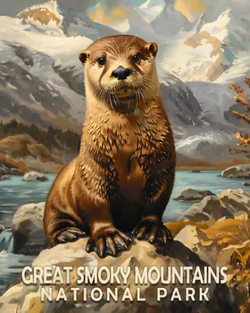 Otter - Smoky Mountains Souvenir Home Decor Wall Art Prints – 8″x10″ Artwork – 11″x14″ Matte