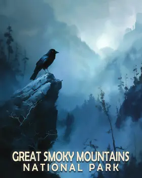 Raven - Smoky Mountains Souvenir Home Decor Wall Art Prints – 8″x10″ Artwork – 11″x14″ Matte