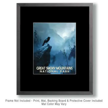 Raven - Smoky Mountains Souvenir Home Decor Wall Art Prints – 8″x10″ Artwork – 11″x14″ Matte