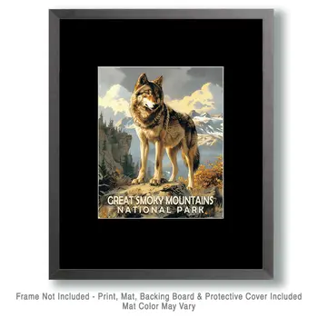 Wolf - Smoky Mountains Souvenir Home Decor Wall Art Prints – 8″x10″ Artwork – 11″x14″ Matte