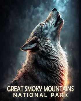 Howling Wolf - Smoky Mountains Souvenir Home Decor Wall Art Prints – 8″x10″ Artwork – 11″x14″ Matte