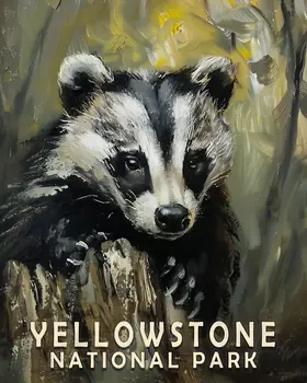 Badger - Yellowstone National Park Souvenir Home Decor Wall Art Prints – 8″x10″ Artwork – 11″x14″ Matte