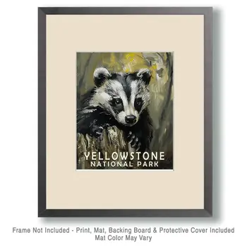 Badger - Yellowstone National Park Souvenir Home Decor Wall Art Prints – 8″x10″ Artwork – 11″x14″ Matte