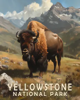 American Bison - Yellowstone National Park Souvenir Home Decor Wall Art Prints – 8″x10″ Artwork – 11″x14″ Matte