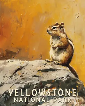 Chipmunk - Yellowstone National Park Souvenir Home Decor Wall Art Prints – 8″x10″ Artwork – 11″x14″ Matte