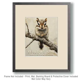 Baby Chipmunk - Yellowstone National Park Souvenir Home Decor Wall Art Prints – 8″x10″ Artwork – 11″x14″ Matte