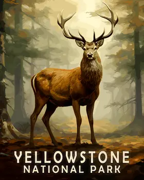 Buck Deer - Yellowstone National Park Souvenir Home Decor Wall Art Prints – 8″x10″ Artwork – 11″x14″ Matte