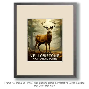 Buck Deer - Yellowstone National Park Souvenir Home Decor Wall Art Prints – 8″x10″ Artwork – 11″x14″ Matte