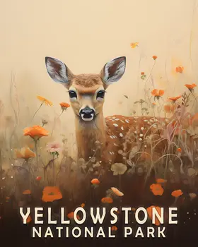 Fawn - Yellowstone National Park Souvenir Home Decor Wall Art Prints – 8″x10″ Artwork – 11″x14″ Matte