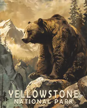 Grizzly Bear - Yellowstone National Park Souvenir Home Decor Wall Art Prints – 8″x10″ Artwork – 11″x14″ Matte