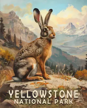 Jackrabbit - Yellowstone National Park Souvenir Home Decor Wall Art Prints – 8″x10″ Artwork – 11″x14″ Matte