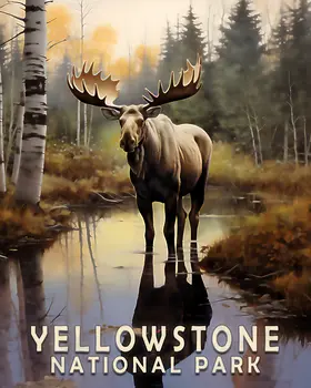 Moose - Yellowstone National Park Souvenir Home Decor Wall Art Prints – 8″x10″ Artwork – 11″x14″ Matte