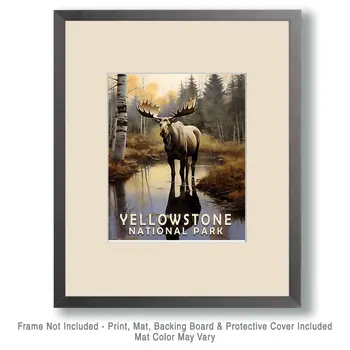 Moose - Yellowstone National Park Souvenir Home Decor Wall Art Prints – 8″x10″ Artwork – 11″x14″ Matte
