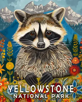 Raccoon - Yellowstone National Park Souvenir Home Decor Wall Art Prints – 8″x10″ Artwork – 11″x14″ Matte