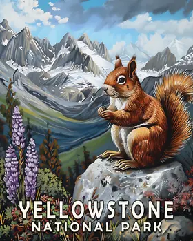 Red Squirrel - Yellowstone National Park Souvenir Home Decor Wall Art Prints – 8″x10″ Artwork – 11″x14″ Matte