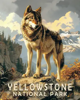 Wolf - Yellowstone National Park Souvenir Home Decor Wall Art Prints – 8″x10″ Artwork – 11″x14″ Matte
