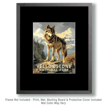 Wolf - Yellowstone National Park Souvenir Home Decor Wall Art Prints – 8″x10″ Artwork – 11″x14″ Matte