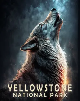 Howling Wolf - Yellowstone National Park Souvenir Home Decor Wall Art Prints – 8″x10″ Artwork – 11″x14″ Matte