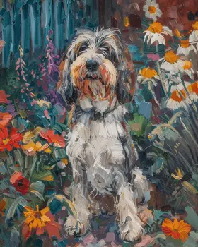 Petit Basset Griffon Vendéen in the Backyard 8”x10” Art Print