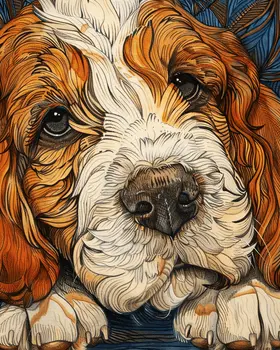 Impressionist Petit Basset Griffon Vendéen 8”x10” Art Print