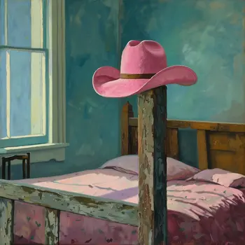Pink Hat on Bedpost Art Print