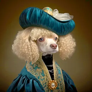 Victorian Lady Poodle 8”x8” Art Print
