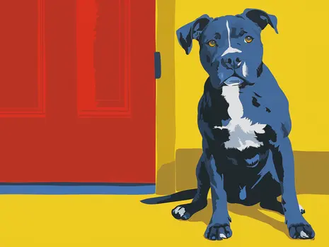 Blue Pup Wants To Go Outside 8"x10" Art Print
