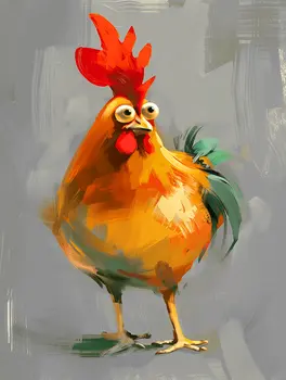 Mowbi's Chicken Farmcore Farmhouse Decor - 8"x10" Wall Art Print - Silly Rooster