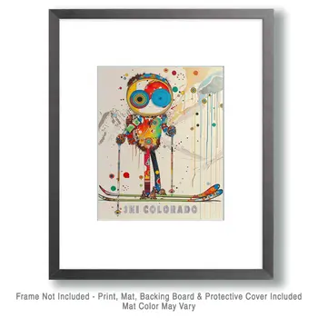 Colorado Neo-Pop Skier - 8"x10" Wall Art Print - Mowbi's Ski & Snowboard Collection