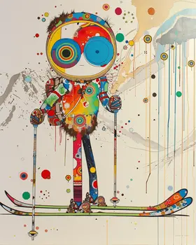Neo-Pop Skier - 8"x10" Wall Art Print - Mowbi's Ski & Snowboard Collection