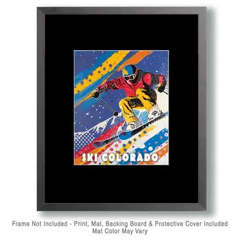 Colorado Pop Art Skier - 8"x10" Wall Art Print - Mowbi's Ski & Snowboard Collection