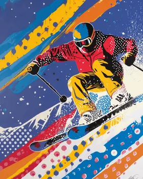 Pop Art Skier - 8"x10" Wall Art Print - Mowbi's Ski & Snowboard Collection