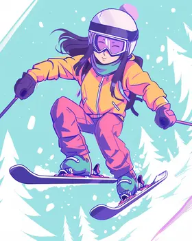 Cute Kid Skier - 8"x10" Wall Art Print - Mowbi's Ski & Snowboard Collection