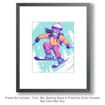 Cute Kid Skier - 8"x10" Wall Art Print - Mowbi's Ski & Snowboard Collection